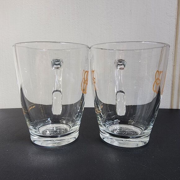Set of 2 Bailey's Irish Cream Glass Mugs - Gold Logo & Fill Line - Picture 4 of 9